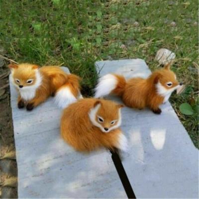 China Cute Realistic Simulation Fox Stuffed Animal Plush Fox Kids Toy Sitting Fox Home Decor Gift for sale