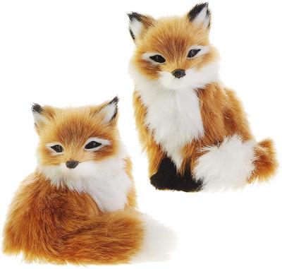 China Simulation Faux Fur Fox Figurine Ornaments Handsome And Life Like Adorable Fox Taxidermy Fox for sale