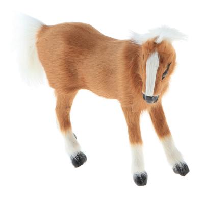 China Artificial Simulation Faux Fur Horse Model Kids Educational Toy Horse Handicraft Home Collection Ornament for sale