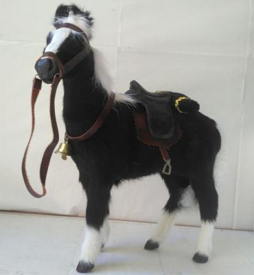 China High quality simulation horse doll gift of polyethylene&fur artificial black horse model for sale