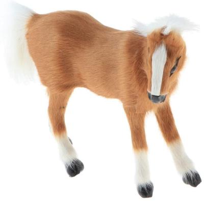 China Simulation Faux Fur Horse Artificial Model Toy Handicraft Light Brown Horse for sale