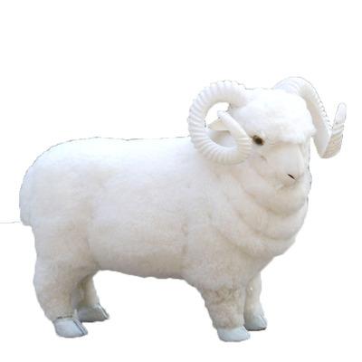 China Fashion Simulation Sheep Leather Fur Auspicious Model Animals Lucky Ornaments Opens Realistic Mini Home Bedroom Props Toy Realistic Sheep for sale