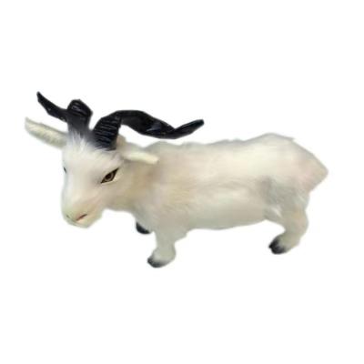 China Handmade Fur Crafts Goat Animal Fashion Toys Home Garden Ornament Sheep Christmas Wedding Realistic Outdoor Decoration Supplies for sale