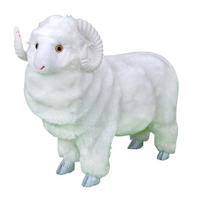 China Fashion Simulation House Opens Farm Decoration Garden Ornaments Stuffed Plush Toys White Sheep Furry Animal Model Realistic Sheep for sale