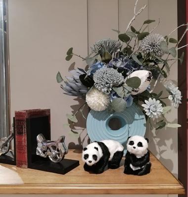 China Realistic Simulation Fake Panda Model Lifelike Panda Plush Cute Animal Stuffed Panda for sale