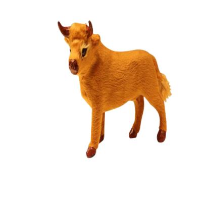 China Fashion Simulation Cow Fur Animal Model Toy 14*10cm Realistic Hard Home Decoration Christmas Gift Hotel Table Ornaments Cow for sale