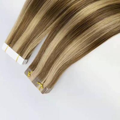 China Wholesale Good Quality Wave Tape Hair Extensions Best Amara Virgin Tape Silky Straight Hair One Tape In Stock Pulled Double Hair Extensions for sale