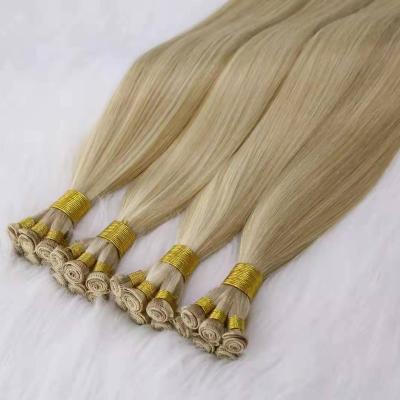 China Silky Straight Wave Wefts Hair Tied Extensions Amara Hand Tied European Hand Tied Extension Weft Main 20 Inch Hand Tied Hair Weft Extension for sale