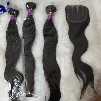 China Amara Silky Straight Wave Hair Bundles With Closure Top Silky Straight Hair Bundles Brazilian Straight Hair Bundles With Closure for sale