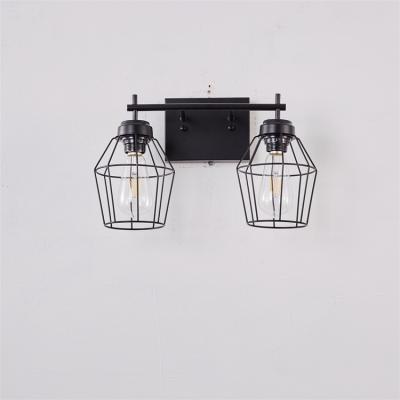 China Industrial Design Unique Cage Industrial Vintage Interior Lighting Attic Forged Indoor Wall Lamp for sale