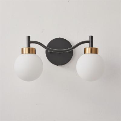 China Innovation Corridor Bedroom Decoration Round Shade Wrought Iron Glass Indoor Wall Lamp for sale