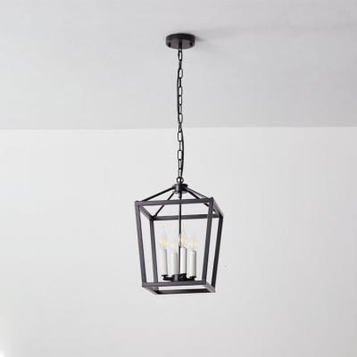 China Retro Creative Black Art Deco Home Dining Room Living Room Wrought Iron Chandeliers for sale