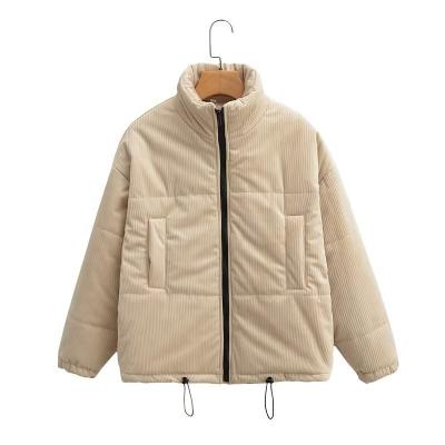 China Women Breathable Down Coats Winter Crop Corduroy Stripper Cotton Extra Short Jacket For Ladies Bomber Jacket for sale