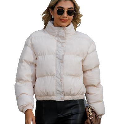 China 2023 Winter Breathable Cropped Jackets Womens Turtle Neck White Coats Custom Logo Thick Warm Short Stripper Jacket Women Bomber Jackets for sale