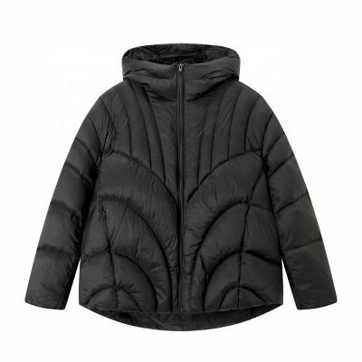 China Women's Solid Jackets Breathable Bubble Short Crop Coats Puff Ladies Down Coats Patchwork Winter Bomber Thick Warm Stripe Custom Jackets for sale