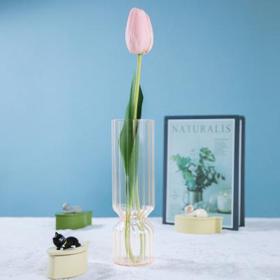 China Modern Nordic Creative High Quality Hand Cylinder Flower Arrangements Stained Glass Vases For Home Decor for sale