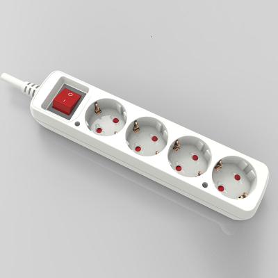 China EU Korea 250V 3680W Residential / General Purpose German Type 4 Way Power Strip Outlet Grounding Electrical Extension Socket for sale