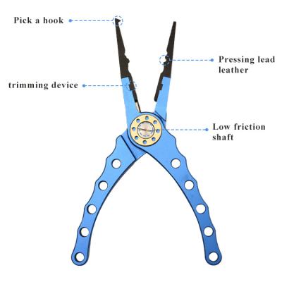 China Multifunctional Aluminum Alloy Split Ring Fishing Pliers Saltwater With Tungsten Carbide Cutters for sale