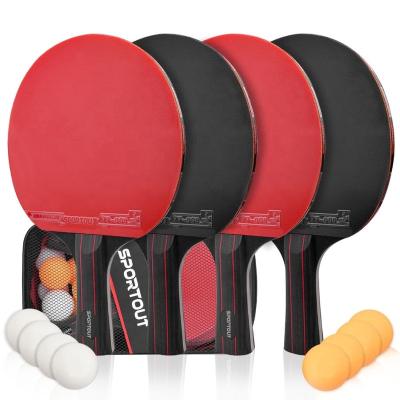 China Table Tennis Bats, Portable Ping Pong Set, Bats for Indoor Outdoor Ping Pong Table with 3 Star Table Tennis Balls, 158*152mm for sale