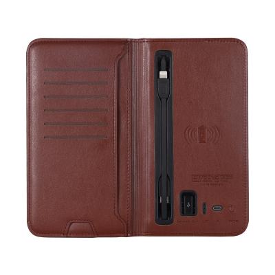 China With USB 6800mAh Smart PU Leather Men Multifunctional Leather Wallet With Power Bank And USB for sale