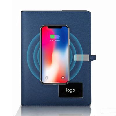 China Wireless Charger Power Bank Notebook Powerbank Diary Planner Loose-leaf Notebook with Power Bank and Usb for sale