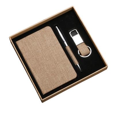 China Special Design Automotive Promotional 3 In 1 Notebook+pen+key Chain Christmas Gift Box Set To Cooperate Gift Set Business Gift Set Luxury for sale