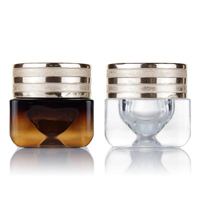 China Amber Luxury 15g Cosmetic Hot Sale Cosmetic Square Glass Jar For Eye Cream Care for sale