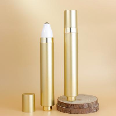 China Metal Pen Plastic Empty Cosmetic Bottle Airless Roll Eye Cosmetic Ball 10ml Cosmetic Cream Click On Bottle for sale