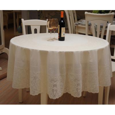 China 182cm Round Lace PVC Waterproof Table Cloth Waterproof Solid Table Cloth for sale