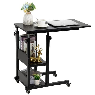 China (Height) Adjustable C Shaped Side Table with Wheels and Storage Shelves Bulk Order Ready for sale