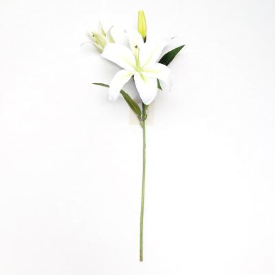 China Simple Indoor Decoration Gift Stem Artificial Flower Lily For Wedding Home Hotel Decoration for sale