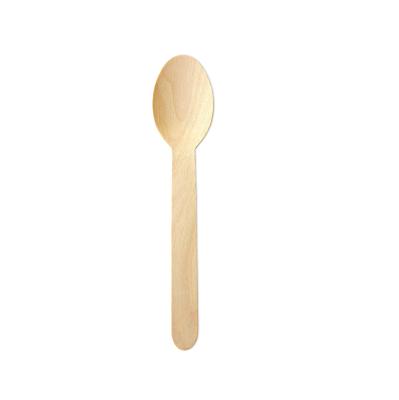 China Party Restaurant Picnic Disposable Wooden Spoon 160 Mm Length Wooden Spoon For Eating 100% Eco-Friendly Biodegradable Compostable Wooden Utensils for sale