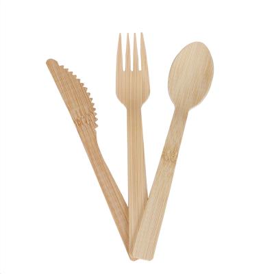 China Party Restaurant Picnic Customized Logo Kitchen e-Co Disposable Bamboo Cutlery Dinnerware Set for sale