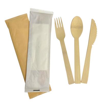 China Party Restaurant Picnic 170mm Disposable Bamboo Cutlery Set For Party Spoons Natural Bamboo Disposable Forks for sale