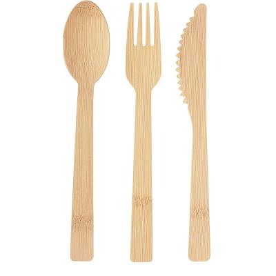 China Party Restaurant Picnic Customized Logo Wholesale e-Co Disposable Bamboo Cutlery Tableware Set For Party for sale