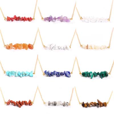 China CLASSIC Natural Stone Irregular Gravel Crystal Pendant Necklace For Women Combine Clavicle Chain Gemstone Necklace Fashion Jewelry for sale