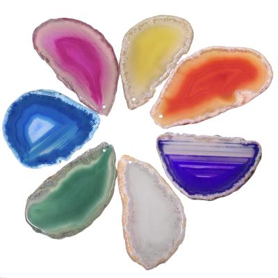 China Agate Natural Stone Agate Slices Windbel Pieces Colorful Agate Plate Diy Gemstone Necklace Pendant for sale