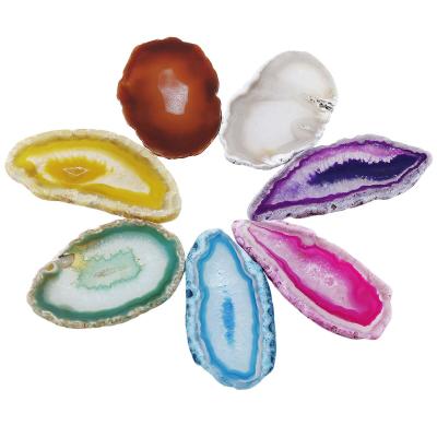 China Natural Stone Agate Slices Colorful Wind Bell Pieces Irregular Shaped Agate Plate Diy Sliced ​​Gemstone Necklace Pendant for sale