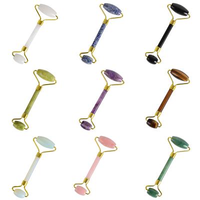 China Wholesale Natural Gemstone Jewelry Stick Crystal Jade Roller Jade Face Anti-Puffiness Stone Massage Beauty Tools 9 Color for sale