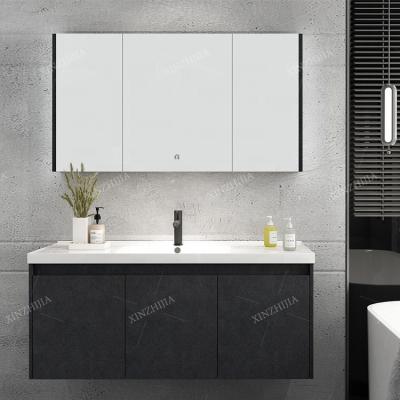 China Environmental Friendly Modern Waterproof Bathroom Corner Style Cabinets Wooden Bathroom Vanity Wall Mounted for sale