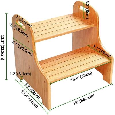 China New Minimalist Design Bamboo Wooden Non-slip Pedals 2 - Wooden Step Seat Stool For Kids for sale