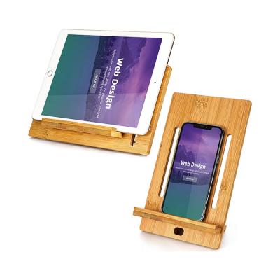 China PORTABLE High End Portable Wooden Display Cell Phone Light Luxury Bamboo Wooden Stand For DES for sale