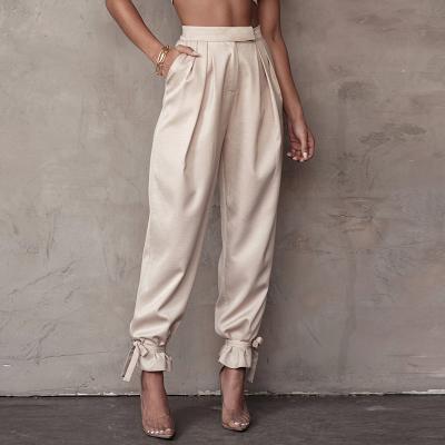 China Viable Custom Clothing 2021 Women's Casual Spring Solid Color Jogger Leg Pants Soft Track Pants for sale