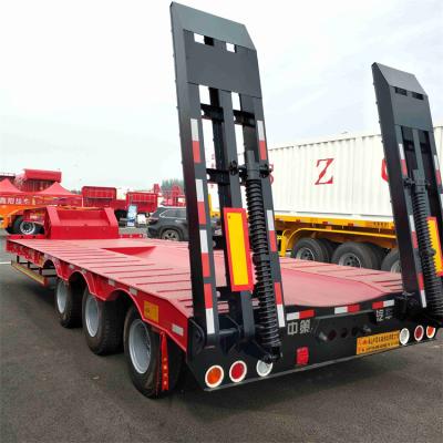 China Flatbed 8 Axle Excavator Transport Trailer Semi Truck Trailer Bottom Trailer 4 Line for sale