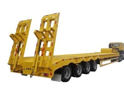 China Truck Trailer Good Quality 4 Axles Oil Hydraulic Low Bed Flatbed Trucks Semi Trailers for sale