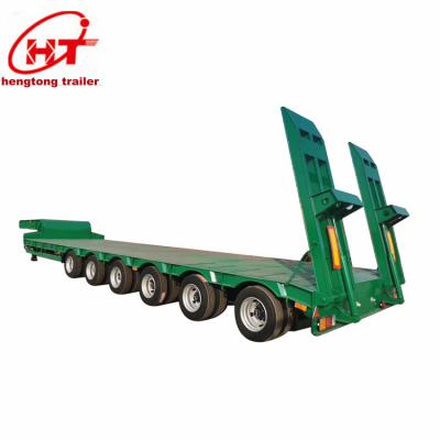 China Low bed boy 6 axles truck trailer 4 axles low loader trailer lowbed semi truck trailer with hydraulic ladder for sale