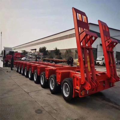 China Flatbed 8 Axle Excavator Transport Trailer Semi Truck Trailer Bottom Trailer 4 Line for sale