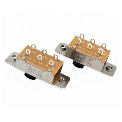 China Large Current SS-22L05 Slide Switch, 2P2T 6 Pin Vertical Stainless Steel Toggle Switch for sale