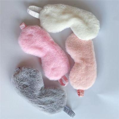 China Custom Rabbit EYE Long Fur Plush Sleeping Eye Mask For Travel for sale