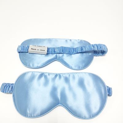 China Shading Sky Blue Silk Eyemask Sleep Blindfolds Both Side Silk Eye Cover For Removal for sale